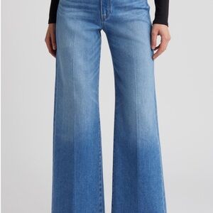 PAIGE Anessa high-rise wide leg raw hem jeans in Mesmerize